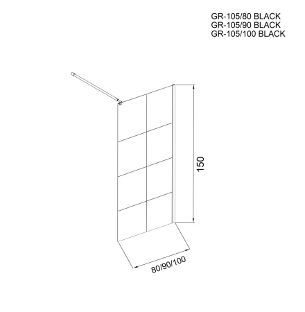 Душевая шторка на ванну Grossman GR-105100BLACK 100х150 стекло прозрачное профиль черный